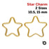 2 Pcs, 14k Gold Filled Wire Star Charm,  2 Sizes, (GF-777)